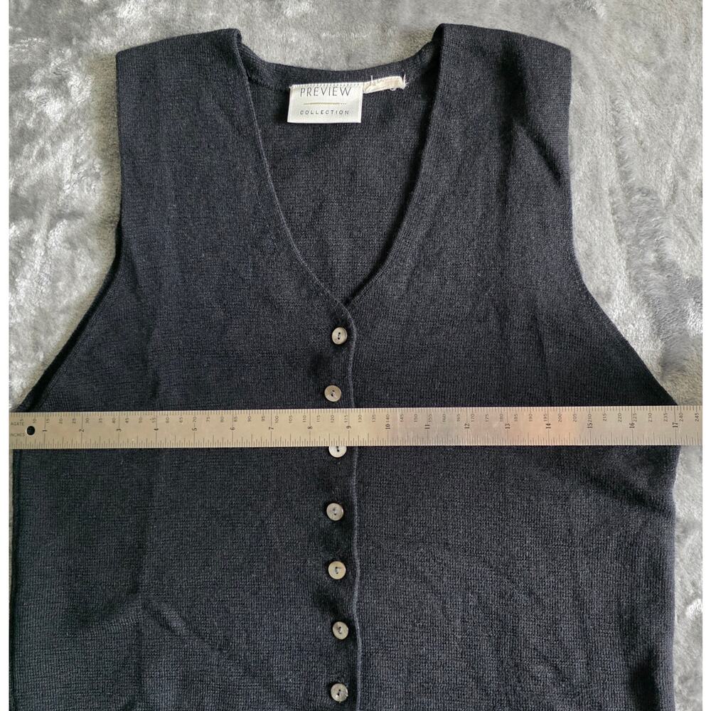 PREVIEW COLLECTION Womens Black Knit Button Front Sweater Vest Minimalist Size M - Picture 11 of 12